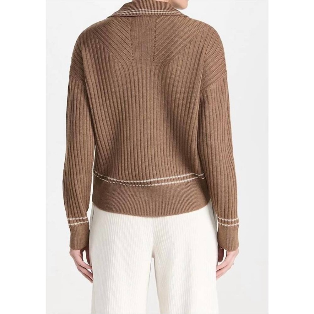 Rag & Bone Monti V-Neck Polo Extra Fine Merino Wool Long Sleeve Sweater Size S - Picture 5 of 12